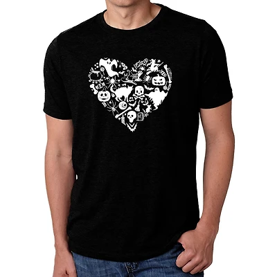 LA Pop Art Men's Cotton/Poly Blend Word T-Shirt - Halloween Heart