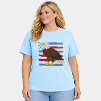 Simply Sage Market - Women's Plus Sized Garment Dyed Graphic T-Shirt Bald Eagle Patriotic Flag