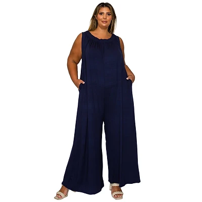 L I V D Women's Plus Olson Wide Leg Pocket Jumpsuit
