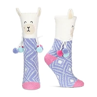 MeMoi Women's Llama Embellished Critter Plush Crew Socks