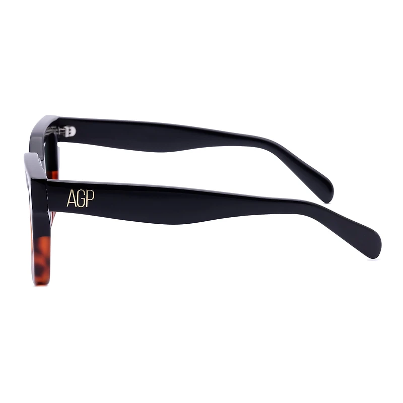 AGP PARIS Women's Two-Tone Geometric Edge Acetate Polarized Lens UV400 Sunglasses