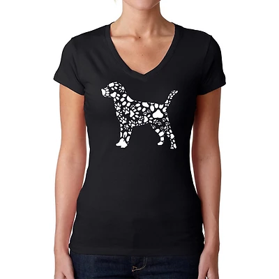 LA Pop Art Womens Word Art V-Neck T-Shirt