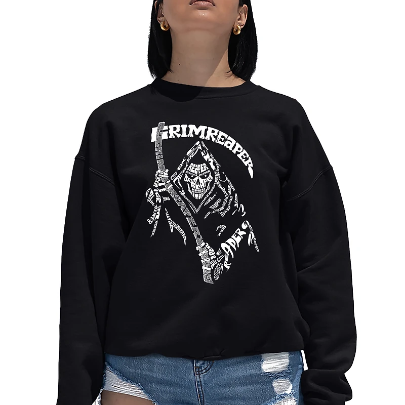 LA Pop Art Women's Word Crewneck Sweatshirt - Grim Reaper