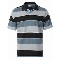 Gioberti Men's Slim Fit Wide Striped Polo Shirt With Pocket - Contrasting Collar Short Sleeve Yarn Dye