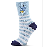 MeMoi Striped Dreidel Embroidery Cozy Holiday Crew Socks