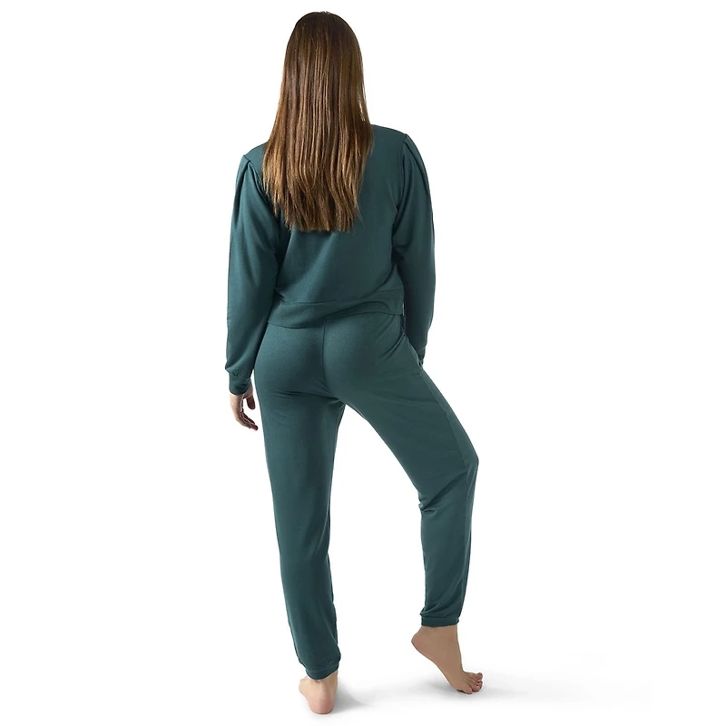 MeMoi Women's Pleated Jogger Pants and Long Sleeve Shirt Set