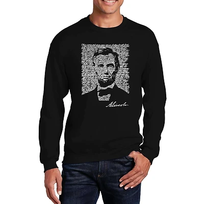 LA Pop Art Abraham Lincoln - Gettysburg Address Mens Word Crew Sweatshirt