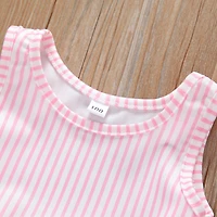 MyKids-USA Baby Girl Striped Graphic Ruffle Tops Combo Shorts One Pieces Swimsuit