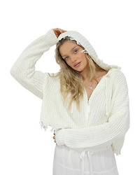 Belle & Bloom Womens Another Love Fringe Zip Knit