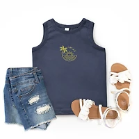 The Juniper Shop - Embroidered Beach Sunset Youth Tank Top