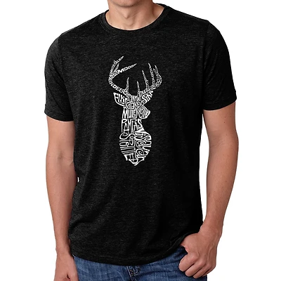 LA Pop Art Men's Cotton/Poly Word T-Shirt - Types of Deer