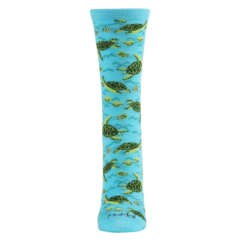 MeMoi Turtle Time Bamboo Blend Crew Socks