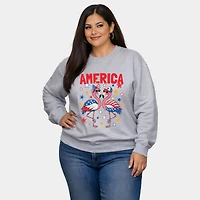 Simply Sage Market - America Flamingos Star  Women's Plus Sized Graphic Sweatshirt