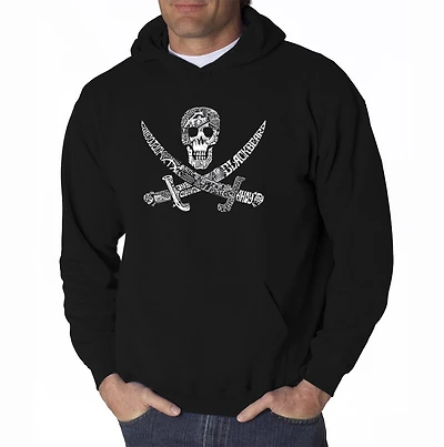 LA Pop Art PIRATE CAPTAINS, SHIPS AND IMAGERY - Men's Word Hooded Sweatshirt