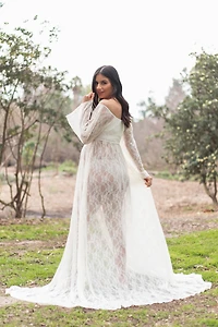 PinkBlush Womens White Lace Off Shoulder Maternity Photoshoot Gown/Dress