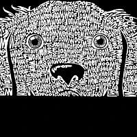 LA Pop Art Peeking Dog - Men's Word Hooded Sweatshirt
