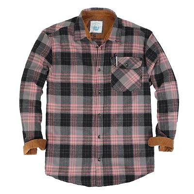 Gioberti Boy's Single Pocket Flannel Shirt with Corduroy Contrast