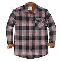 Gioberti Boy's Single Pocket Flannel Shirt with Corduroy Contrast