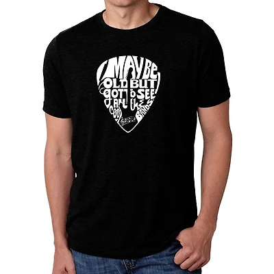 LA Pop Art Men's Cotton/Poly Word T-Shirt - Guitar Pick