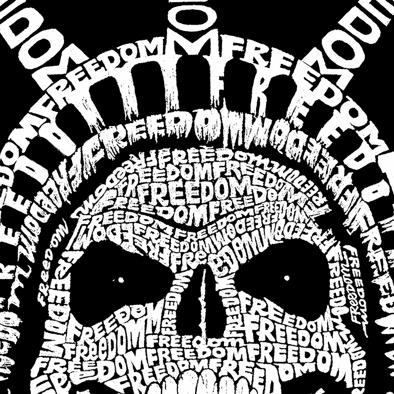 LA Pop Art Men's Freedom Skull Word T-Shirt