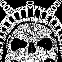 LA Pop Art Men's Freedom Skull Word T-Shirt