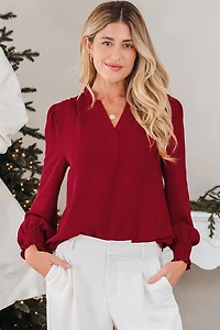 Threaded Pear Women's Karimya Long Sleeve Blouse Top