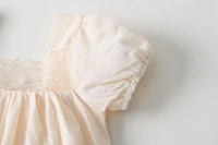 MyKids-USA Baby Girl Solid Square Collar Short-Sleeved Dress bodysuit