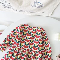 MyKids-USA Baby Girl Floral Print Pattern Doll Neck A-Line Design Dress