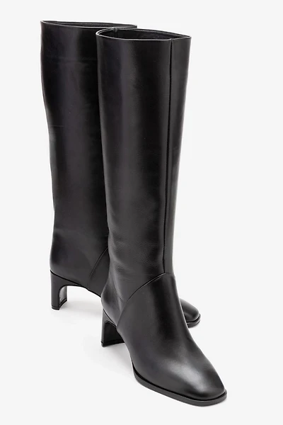 Forever & Always Womens Taly Leather Block Heel Knee High Boots