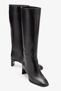 Forever & Always Womens Taly Leather Block Heel Knee High Boots