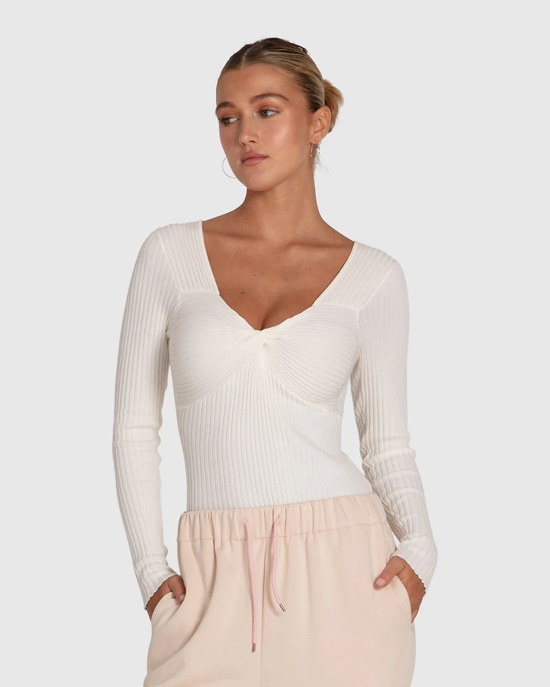 Belle & Bloom Womens Think Twice Long Sleeve Bodysuit