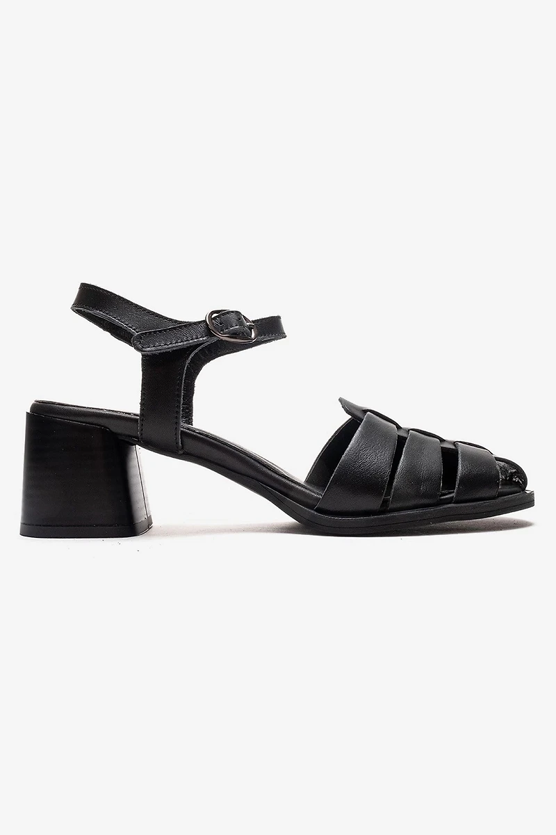Forever & Always Womens Devora Leather Block Heel Sandal