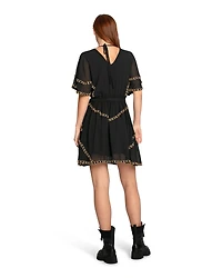 Belle & Bloom Womens Golden Mark Beaded Trim Mini Dress