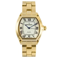 Peugeot Women's Gold Status Bracelet Watch Barrel Shape Roman Dial Gold-Tone Bracelet Strap