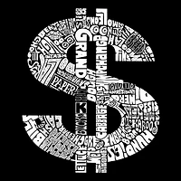LA Pop Art Men's Cotton/Poly Word T-Shirt - Dollar Sign