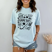 Simply Sage Market - Women's Garment Dyed Graphic T-Shirt Hockey Game Day Doodles