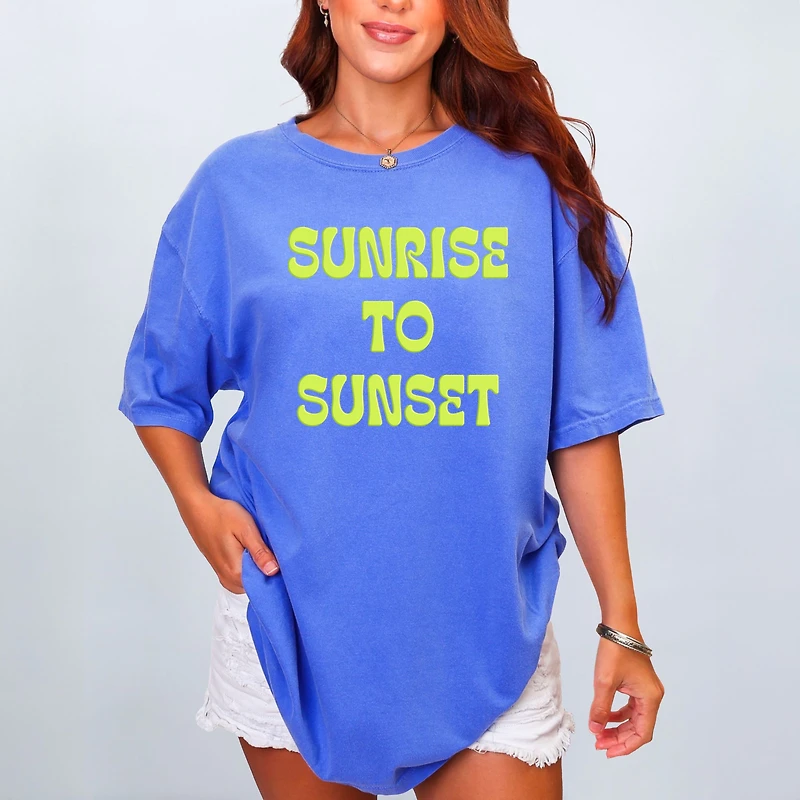 Simply Sage Market - Sunrise To Sunset Puff Print Women's Garment Dyed Graphic T-Shirt
