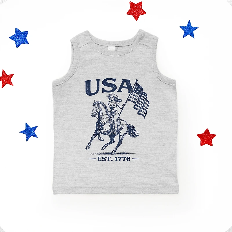 The Juniper Shop - USA Cowgirl Flag Toddler Graphic Tank