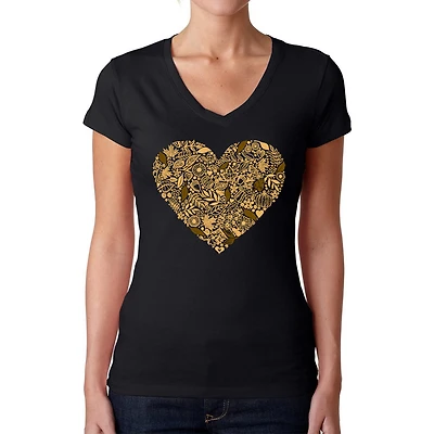 LA Pop Art Womens Word V-Neck T-Shirt - Fall Vibes