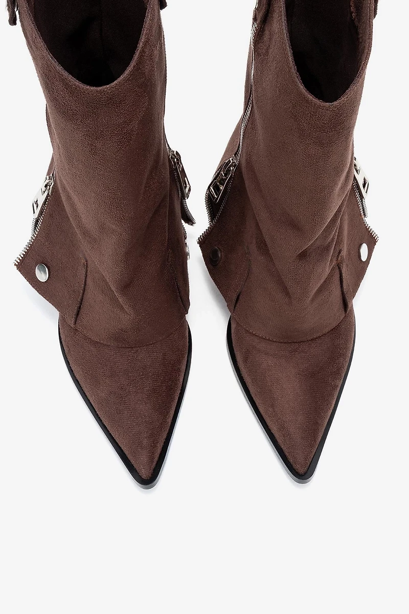 Prologue Shoes Womens Lola Zip Pointed Toe Heel Boot