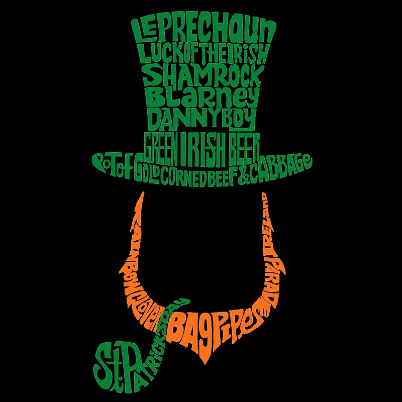LA Pop Art Men's Leprechaun Word T-Shirt - 100% Cotton, Crew Neck