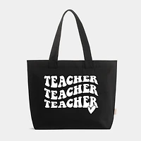 Simply Sage Market - Zippered Canvas Tote Teacher Stacked Wavy Heart
