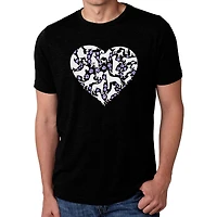 LA Pop Art Men's Cotton/Poly Blend Word T-Shirt - Dog Heart