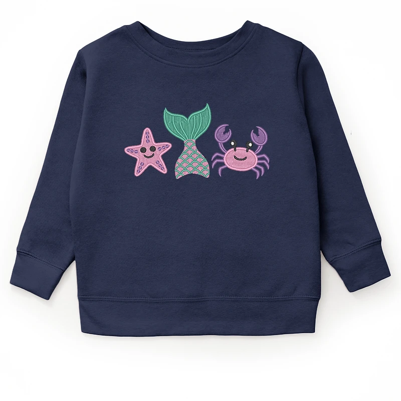 The Juniper Shop - Embroidered Crab Starfish Tail Youth Graphic Sweatshirt