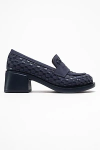 Prologue Shoes Womens Marlon Woven Block Heel Loafer