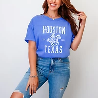 Simply Sage Market - Houston Texas Cowboy Distressed Women's Garment Dyed Graphic T-Shirt