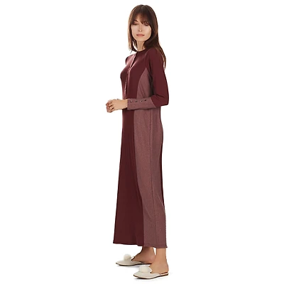 MeMoi Women's Modest Henley-Style Full-Length Ribbed Nightgown