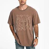 Simply Sage Market - Men's Garment Dyed Graphic T-Shirt Woodland Mushrooms