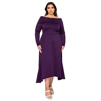 L I V D Women's Plus Size Lyra Off Shoulder Maxi Dress