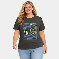Simply Sage Market - Sunny Days & Beach Waves Flamingo Women's Plus Sized Garment Dyed Graphic T-Shirt